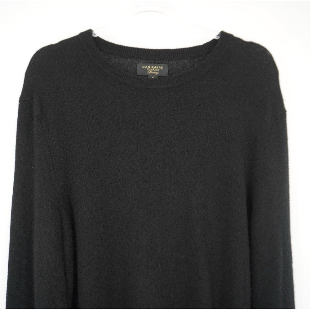 Club Room Sweater Mens XL Black 100% Cashmere V Neck Classic Knit Pullover